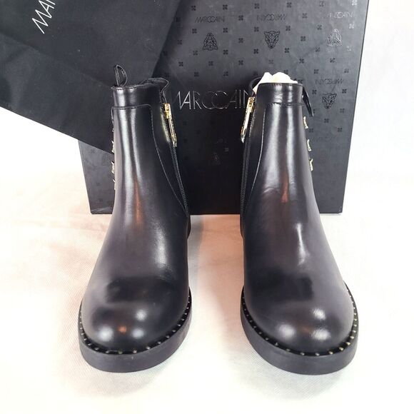 New MARC CAIN Women's (8.5) Black Leather Side Lace Up and Zip Ankle Bootie $420 - Picture 4 of 12